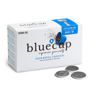 Bluecup replacement lids for reusable coffee pod for Nespresso machine